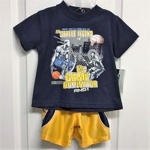 And 1 Black Yellow Reversible Shorts 2 Piece Set Boys Child Size 3M / 6M NWT
